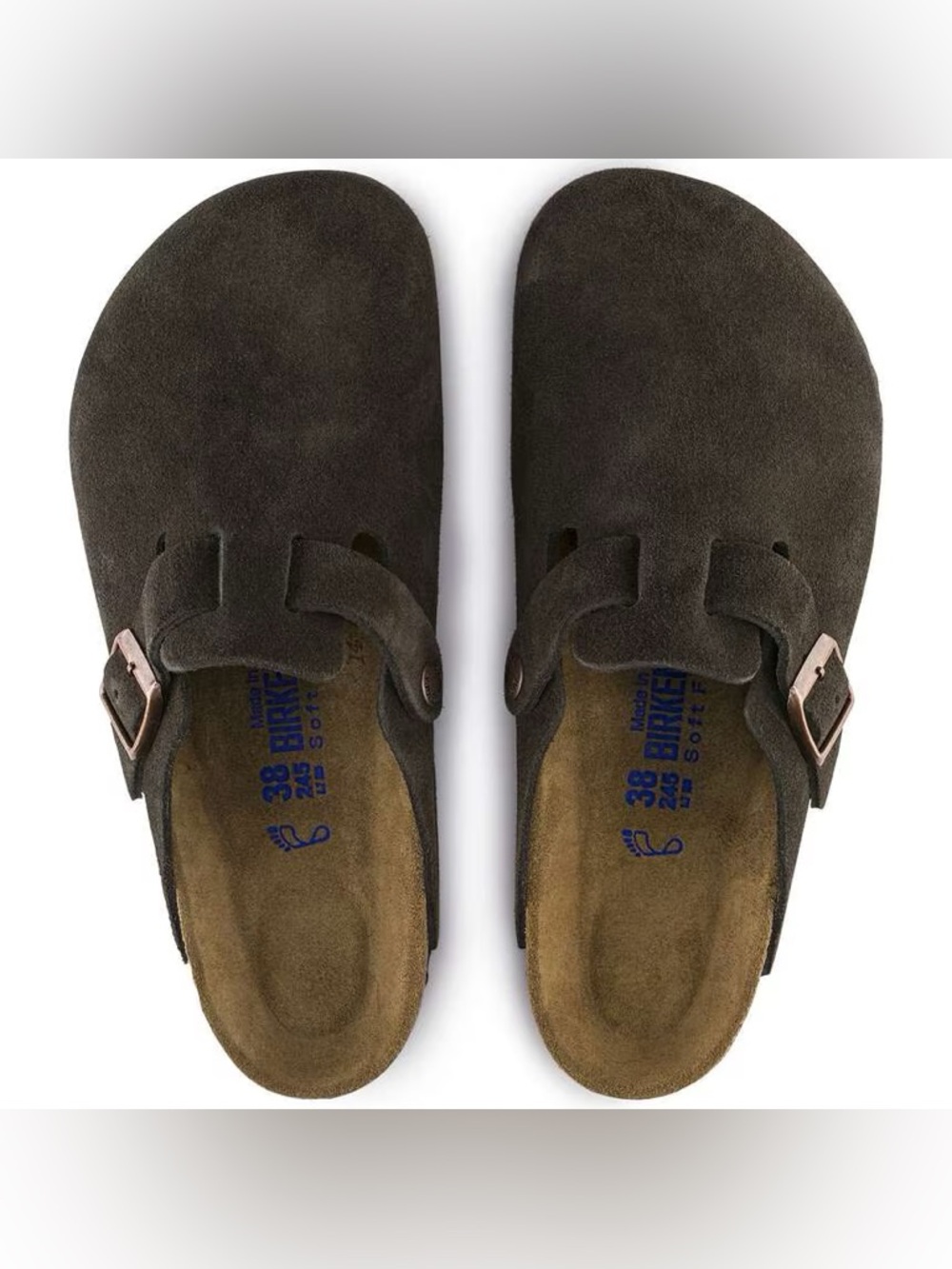 Birkenstock Boston Clog Brown Suede Softbed Sz 39 Regular Width - Picture 2 of 9